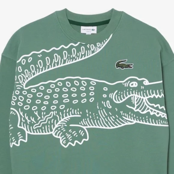 NWOT Lacoste Men’s Round Neck Loose Fit Croc Print Jogger Sweatshirt Size M - Picture 4 of 13